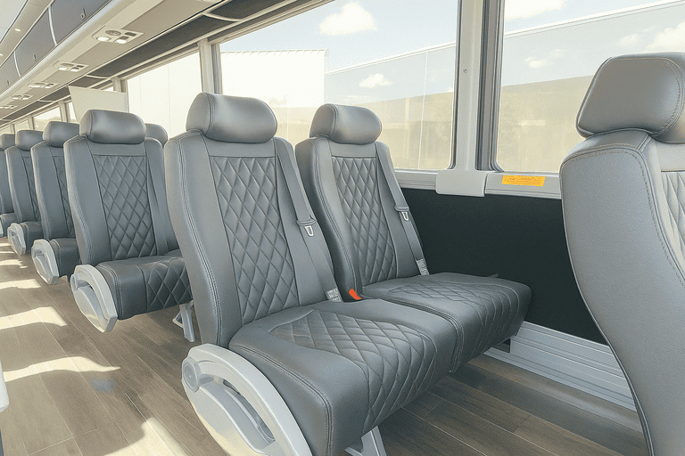 interior of Des Plaines Coach Bus Service charter bus